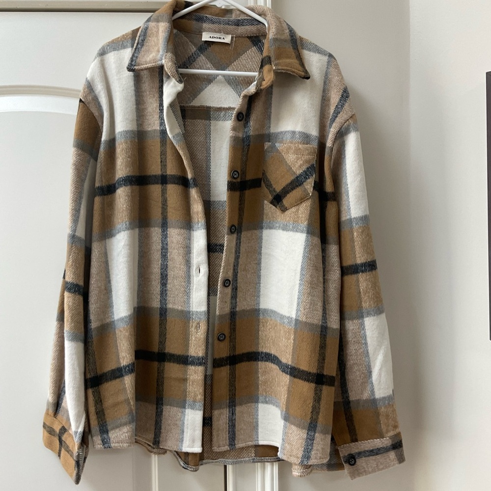ADORA Plaid Shirt in Brown and White.